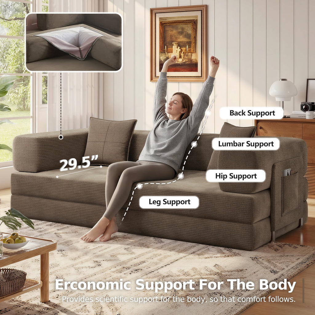 78.8'' Futon Sofa Bed, Boneless Couches for Living Room