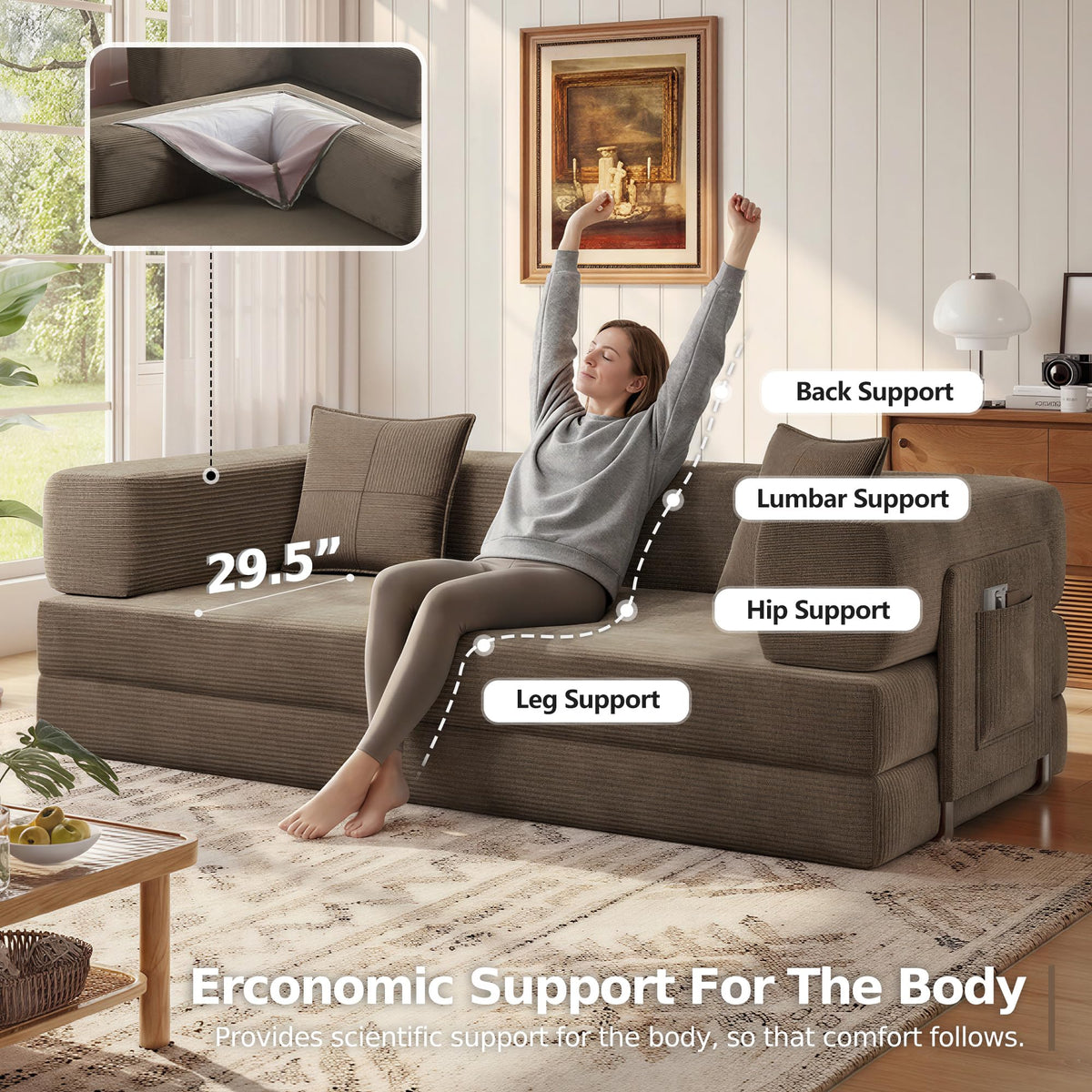 78.8'' Futon Sofa Bed, Boneless Couches for Living Room