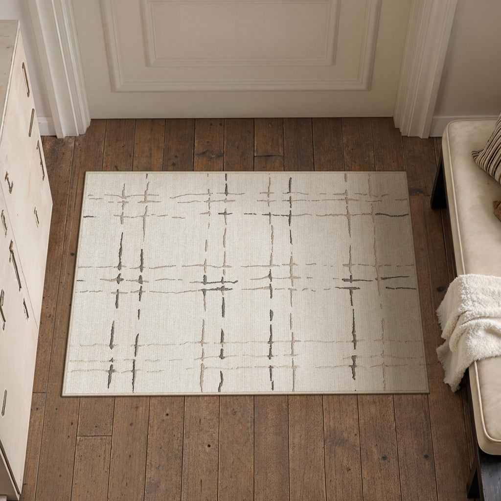 PureCozy 8x10 Beige Neutral Area Rug for Living Room Non Slip Carpet