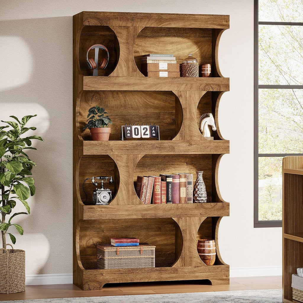 71-Inch Asymmetrical 4-Tier Bookcase