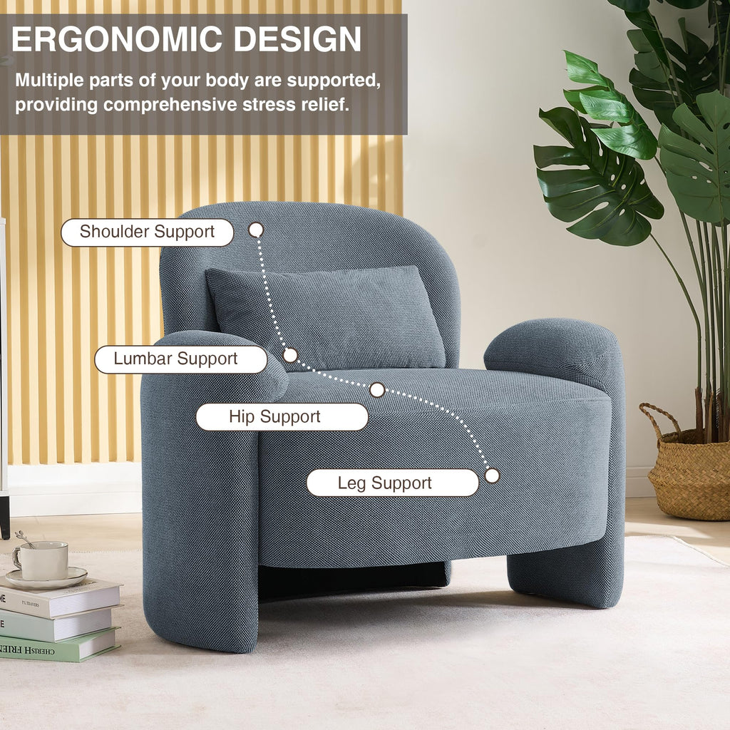 LOULENS Accent Chair Set of 2, Linen Fabric Lounge Armchair, Yellow