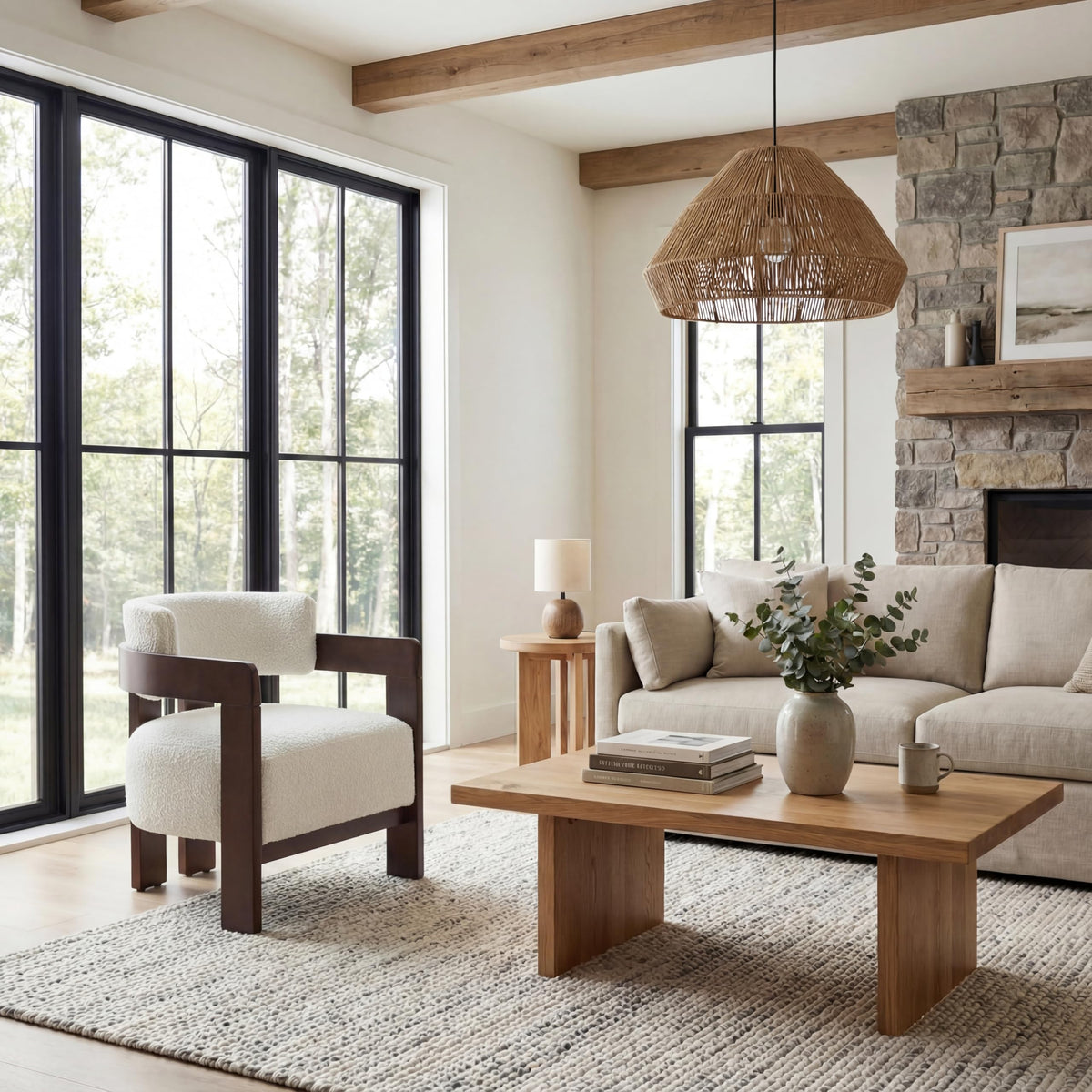 Beige Linen Accent Chairs Set of 2, Upholstered Barrel Living room Chairs