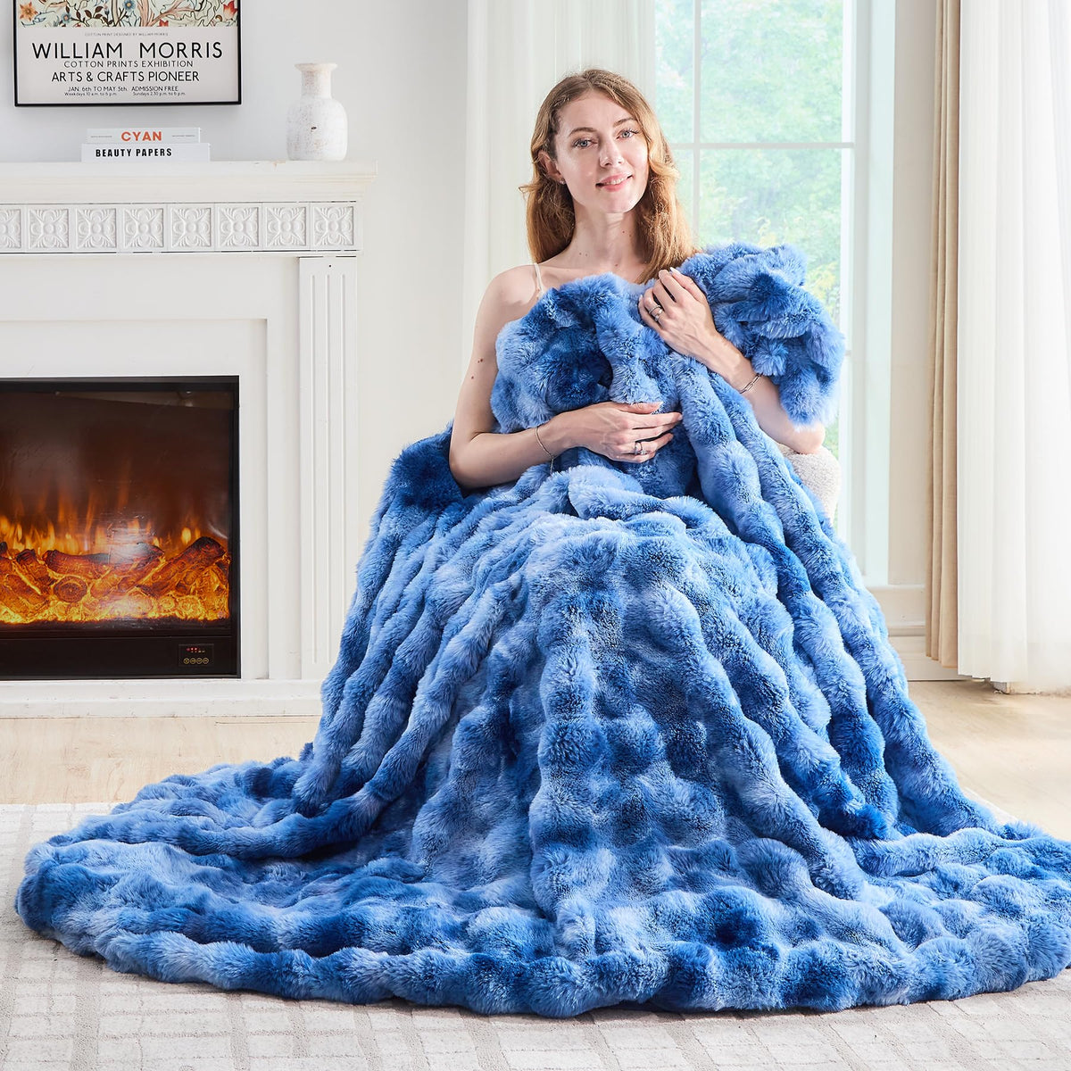 Cow-Print Faux Fur Throw Blanket