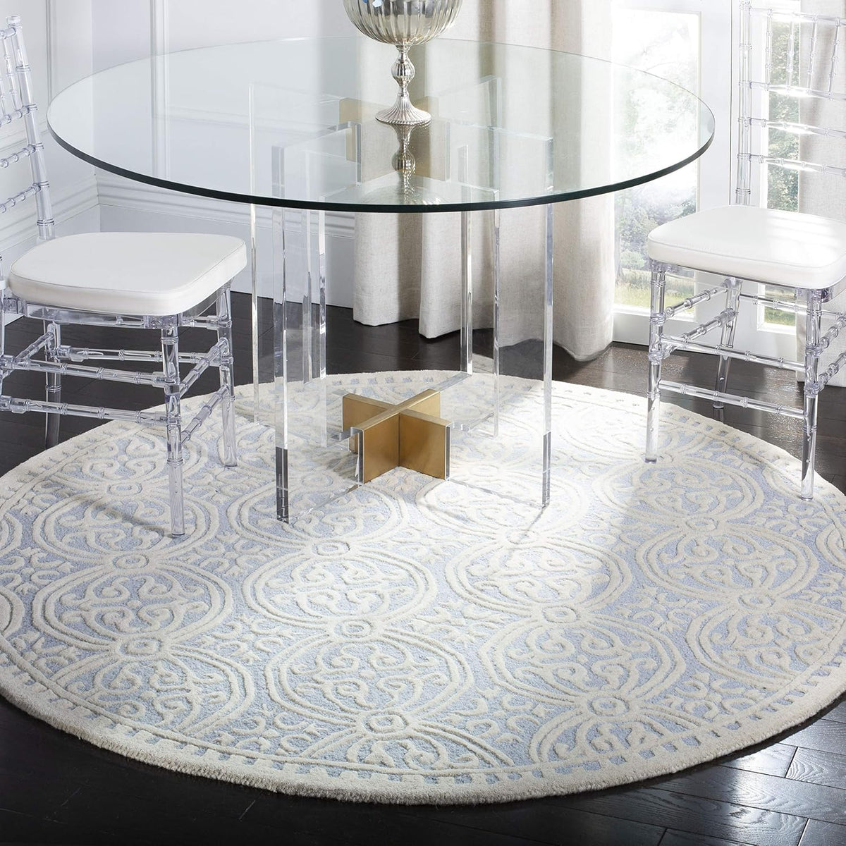 SAFAVIEH Cambridge Wool Area Rug 8'x10', Navy Blue & Ivory CAM123G