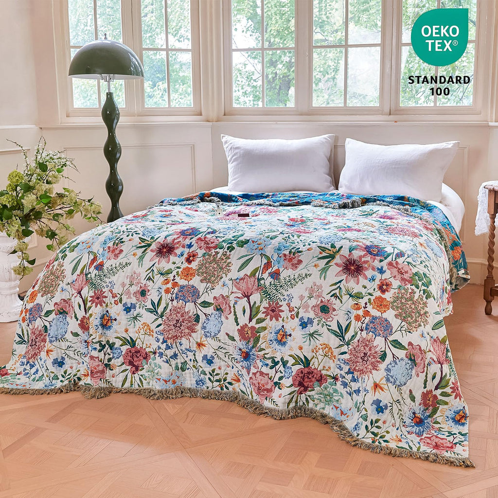 Boho Patterned Cotton Throw Blanket