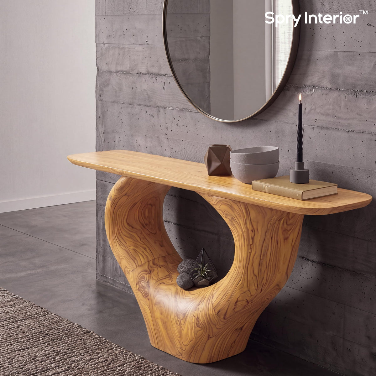 Monkey Pod Console Table No. 07, Hand-Carved Live Edge