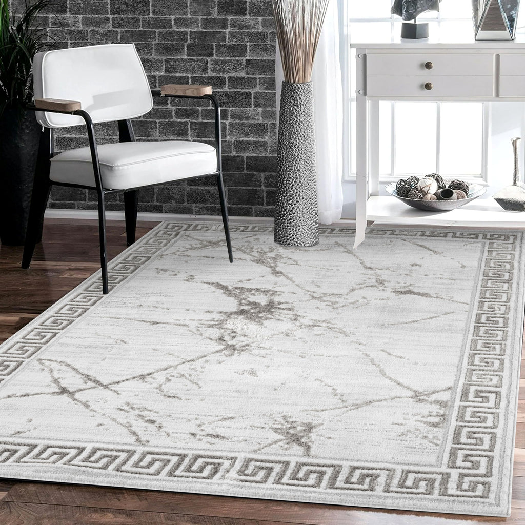 GLORY RUGS Area Rugs Marble 5X7 Cream Gold Carpet Modern Abstract Rug Living Room