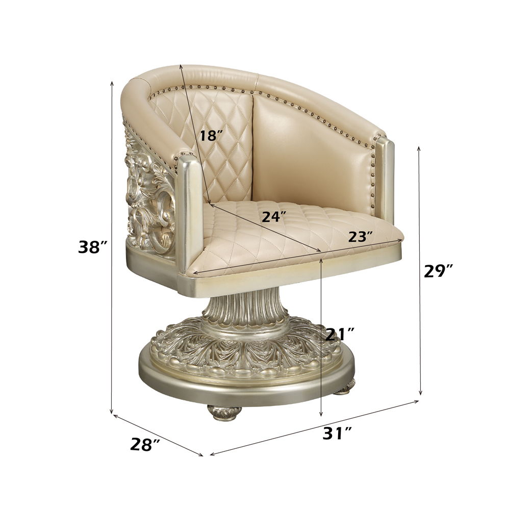 Sorina Synthetic Leather & Antique Gold Armchair