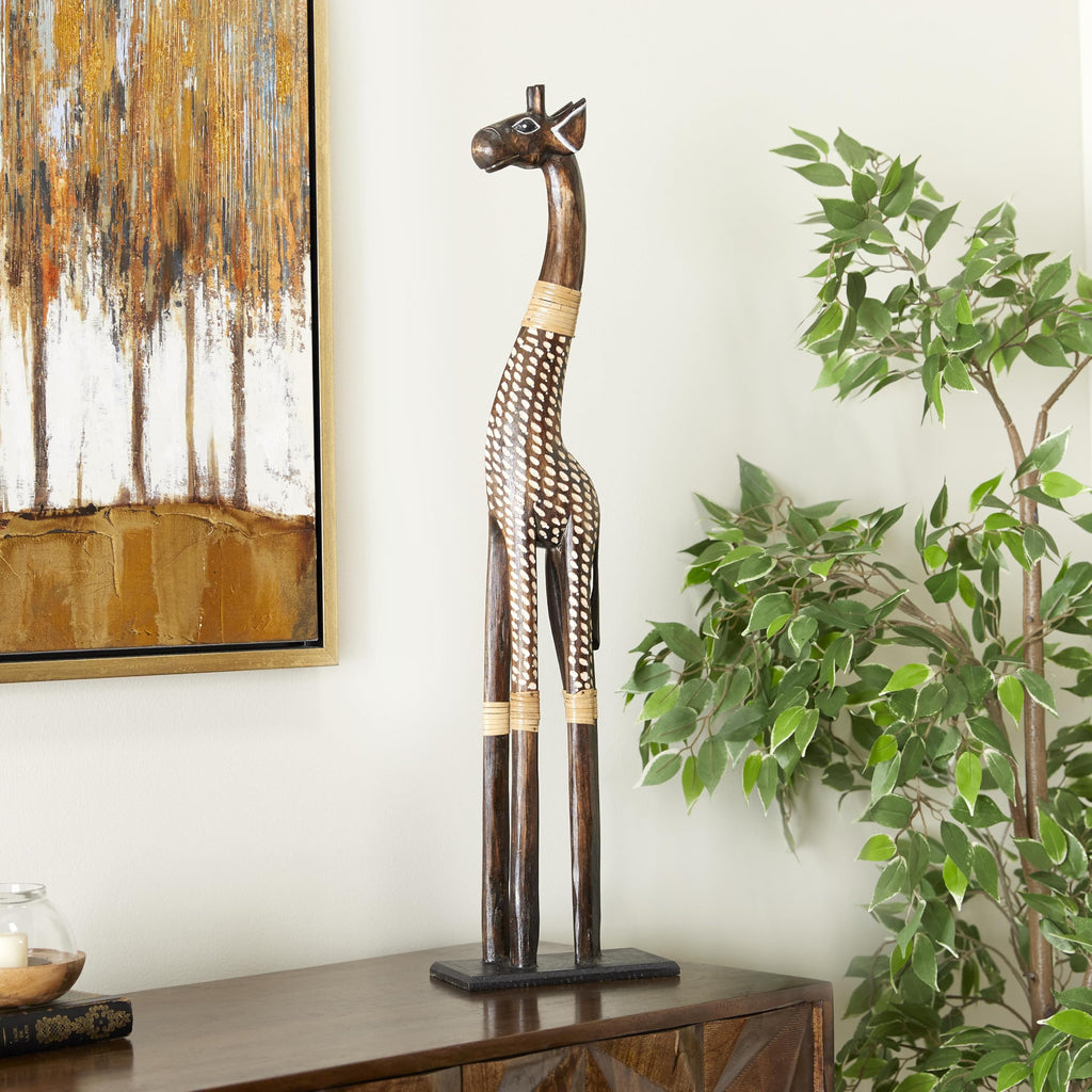 Deco 79 Wood Giraffe Sculpture, Sculpture 11" x 6" x 47", Brown