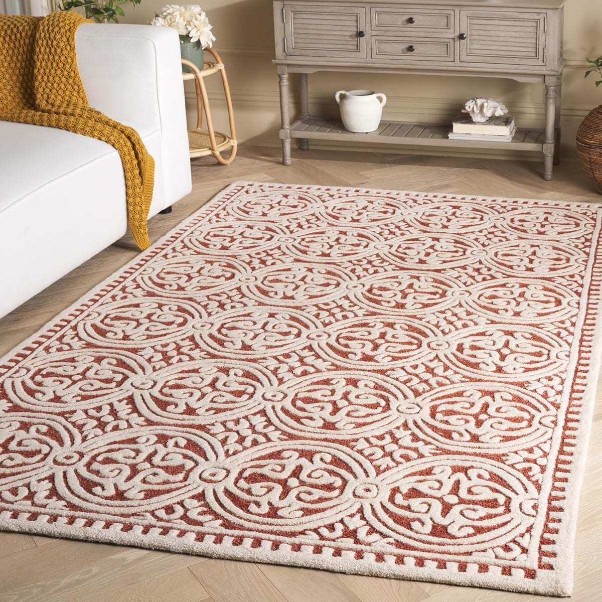 SAFAVIEH Cambridge Wool Area Rug 8'x10', Navy Blue & Ivory CAM123G