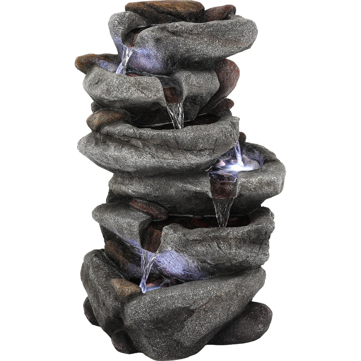 23" H Tiki Statue Outdoor Water Fountain with LED Lights