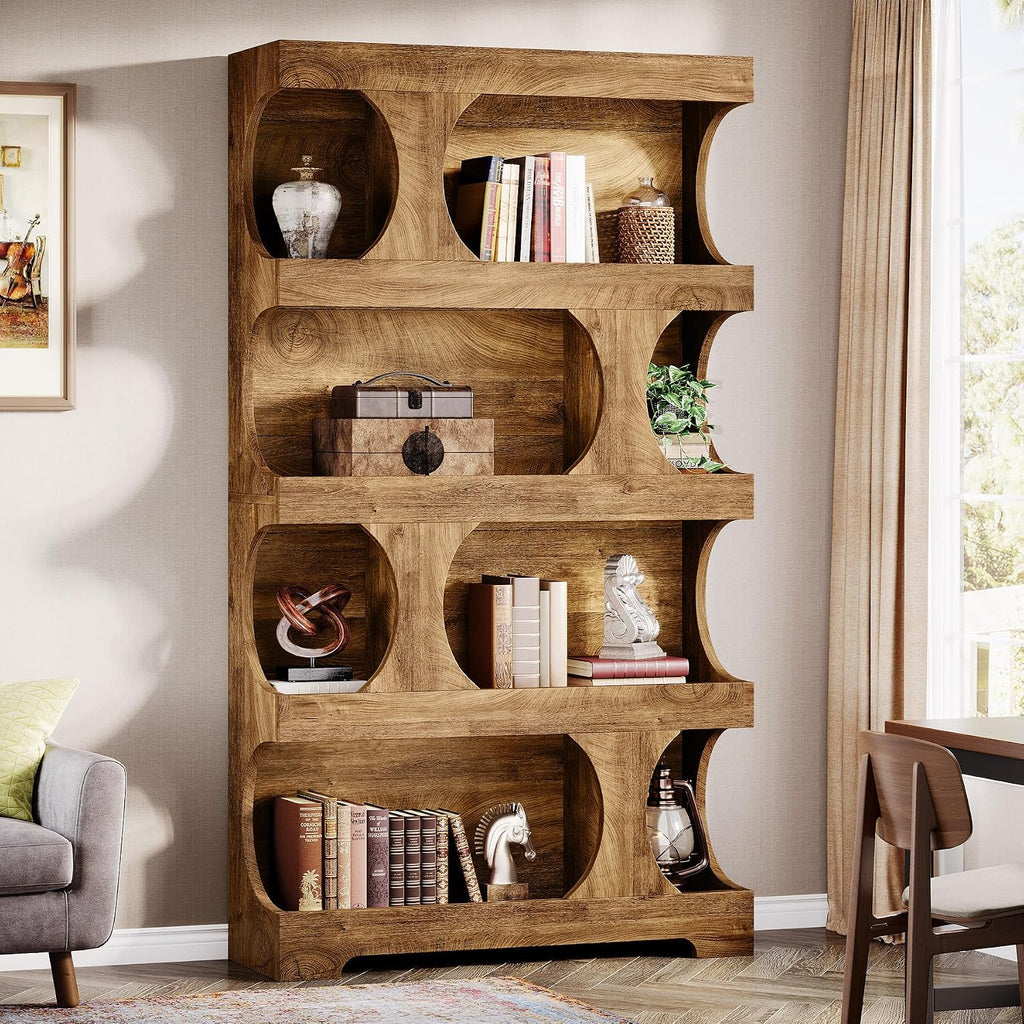 71-Inch Asymmetrical 4-Tier Bookcase