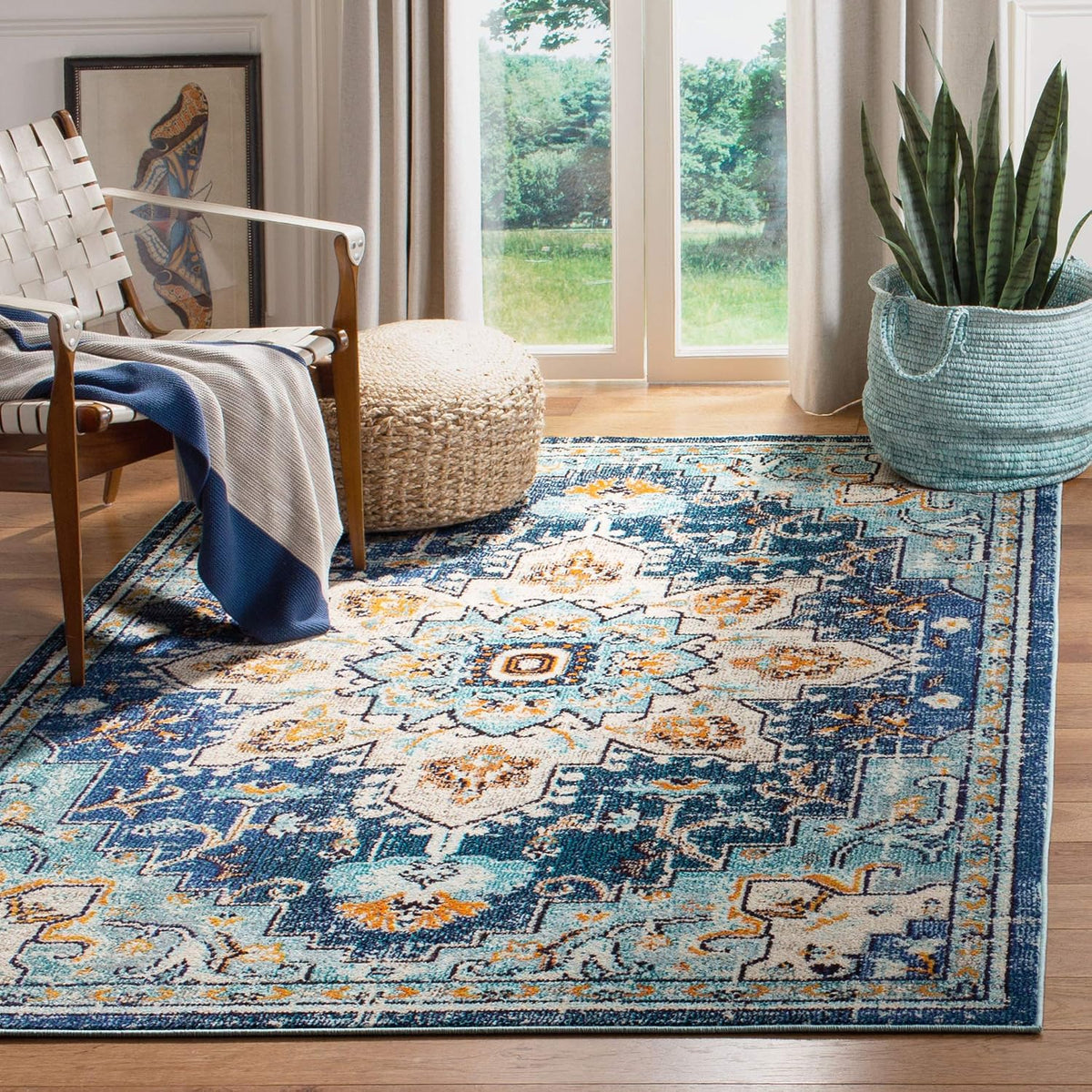 SAFAVIEH Madison Area Rug 8'x10', Traditional Ivory & Light Blue MAD473D