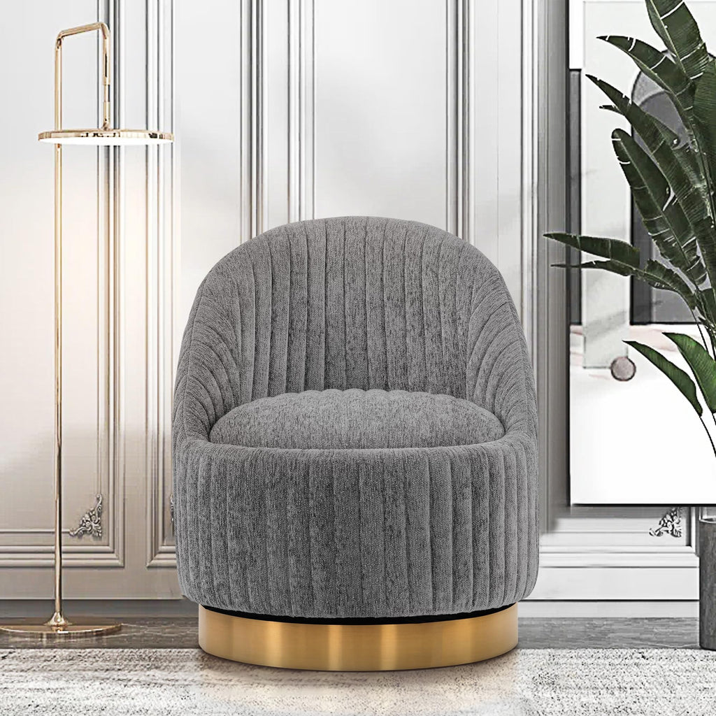 Manhattan Comfort Leela Modern Swivel Accent Chair in Luxurious Boucle Upholstery