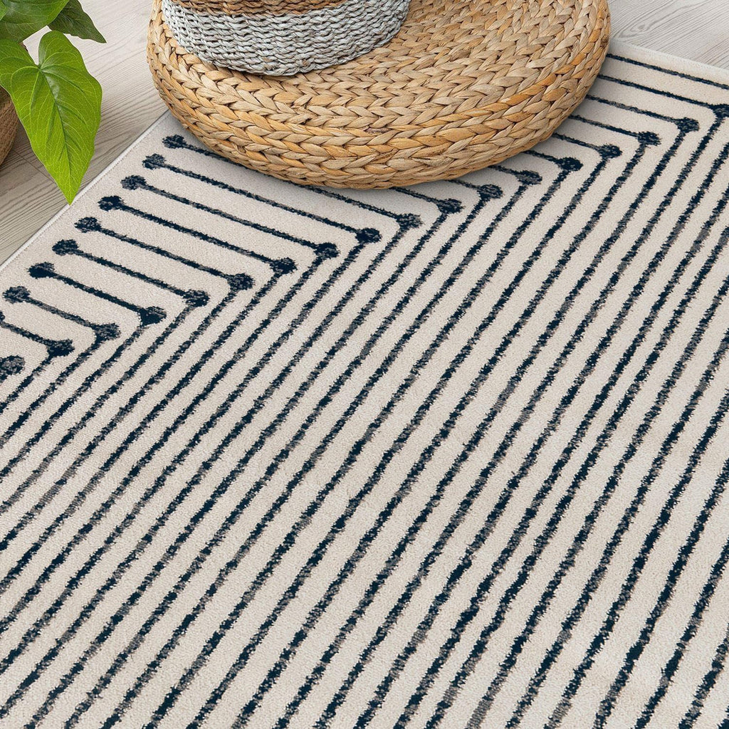Rugshop Contemporary Bohemian Stripe Area Rug 7'10" x 10' Black