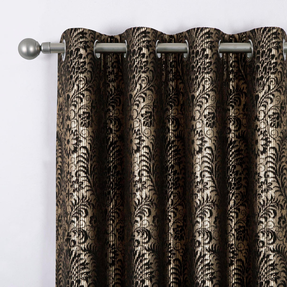 Damask Foil-Print Velvet Blackout Curtains