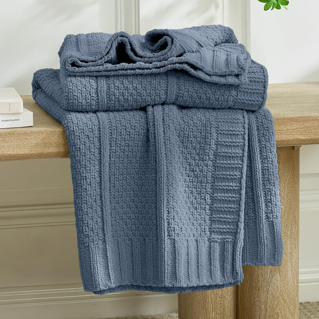 Moss-Stitch Chenille Throw Blanket