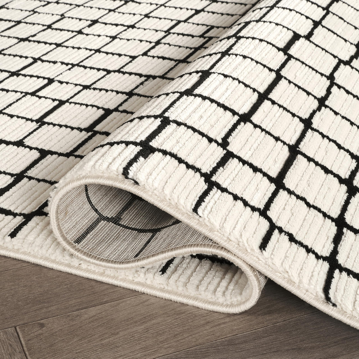 Abani Geometric Beige/Black Area Rug -6'x9' - Modern 3D Lines Design - Deco