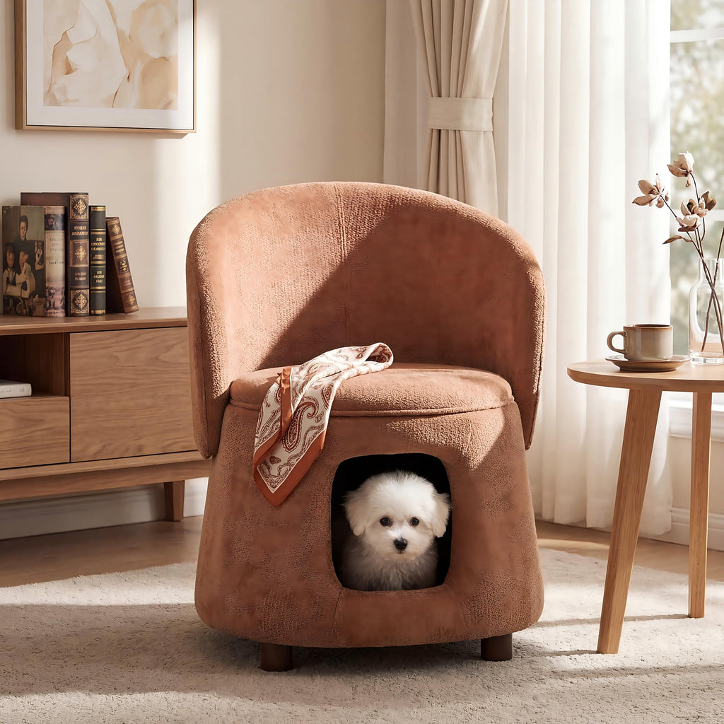Merax Modern Accent Chair with Pet Cave & Storage