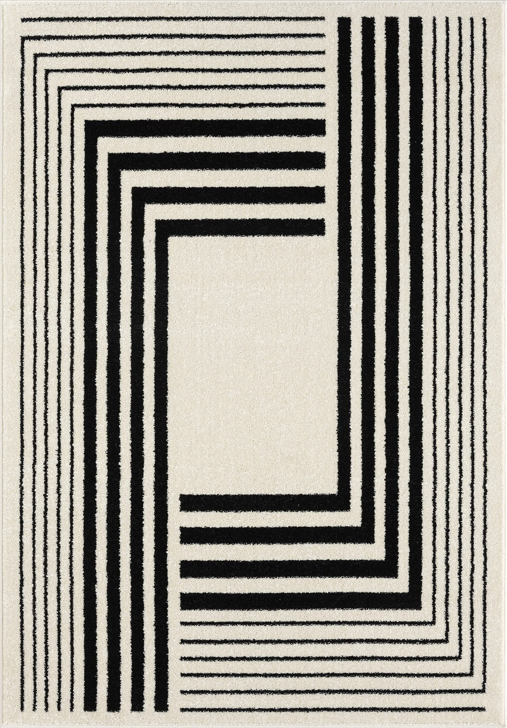 Abani Geometric Beige/Black Area Rug -6'x9' - Modern 3D Lines Design - Deco
