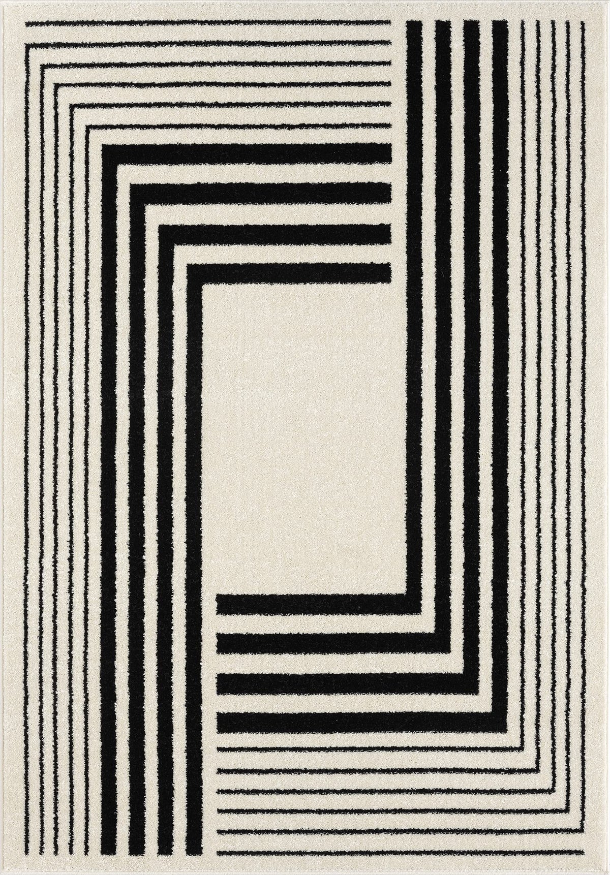 Abani Geometric Beige/Black Area Rug -6'x9' - Modern 3D Lines Design - Deco
