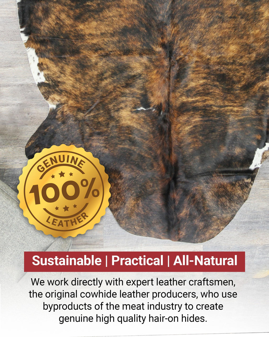 HIDES BAZAAR Brown Brindle Cowhide Rug 5x7 ft, Real Hair on Hide Area Rug