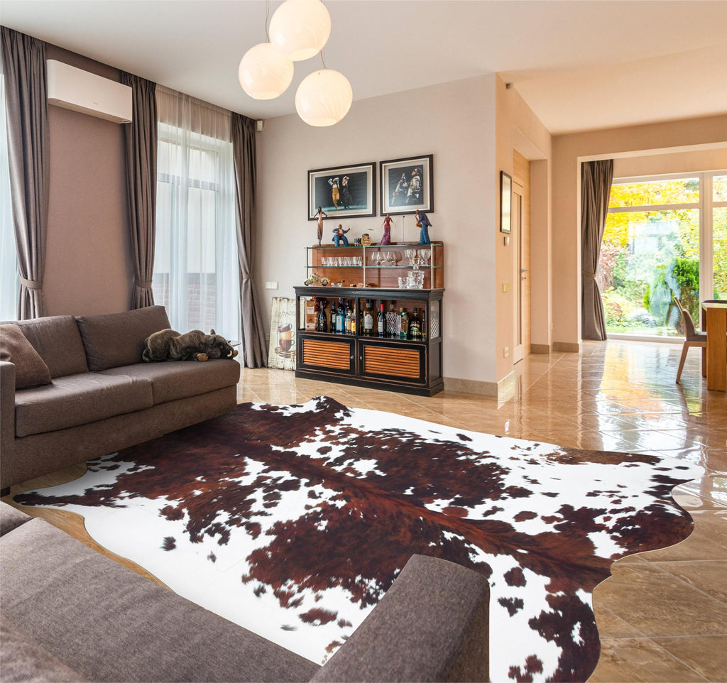 Faux Cowhide Rug 4.6x5.2 ft Cow Hide Faux Cowhide for Living Room Bedroom Dining