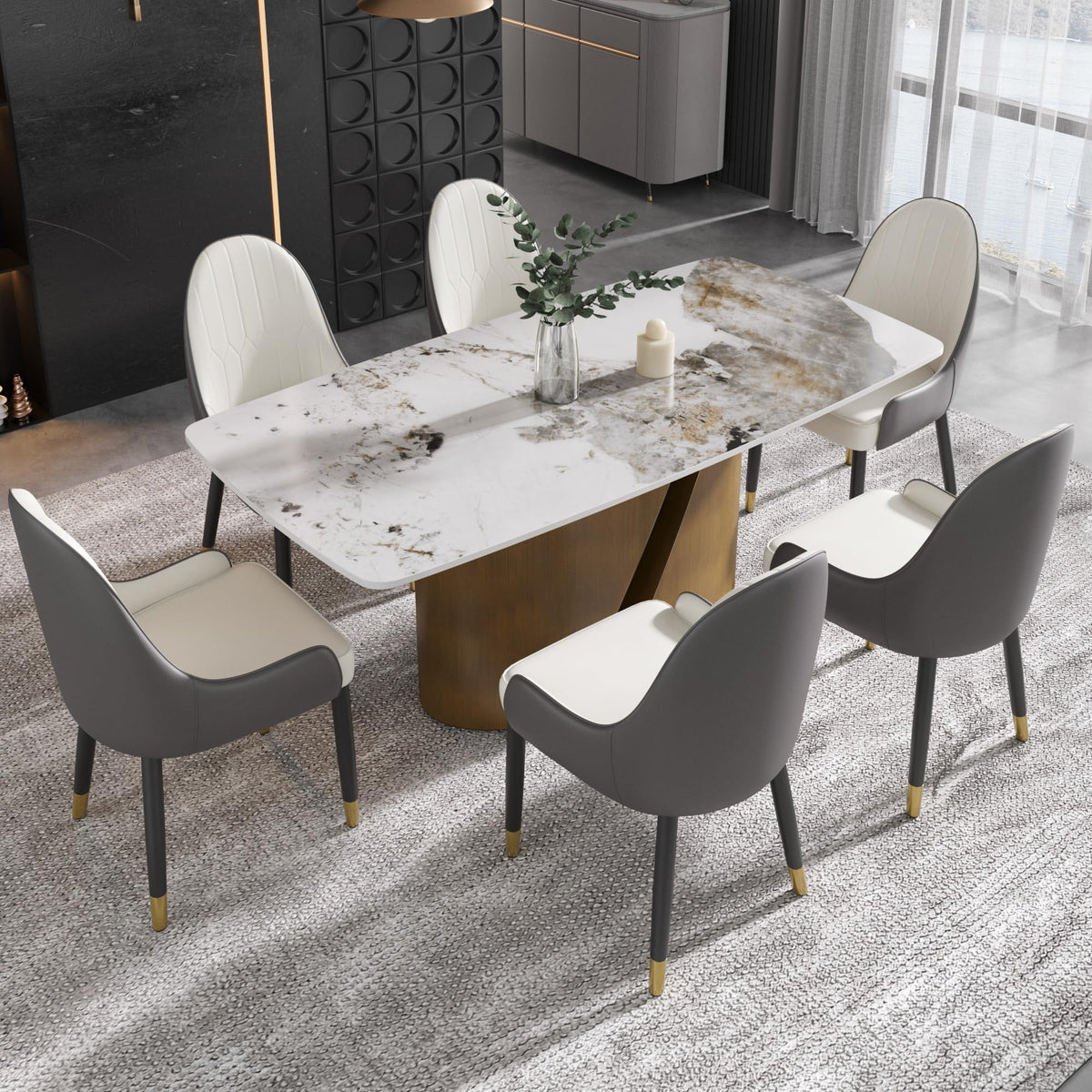 White Sintered-Stone Dining Table