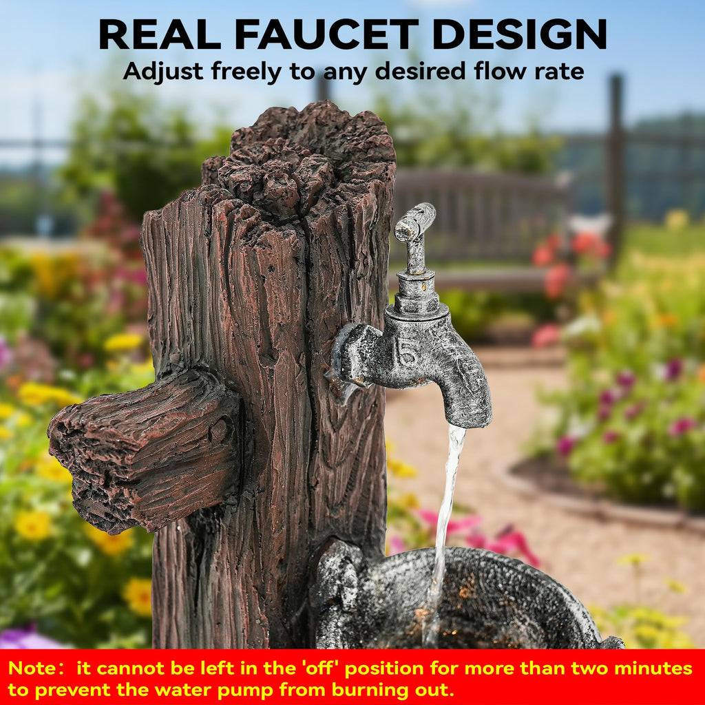 23" H Tiki Statue Outdoor Water Fountain with LED Lights