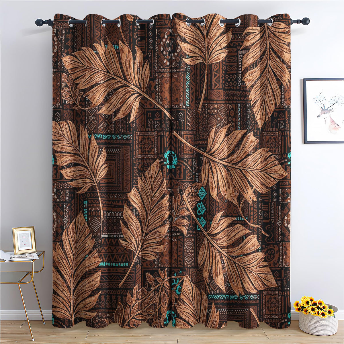 Mud Cloth Blackout Grommet Curtains