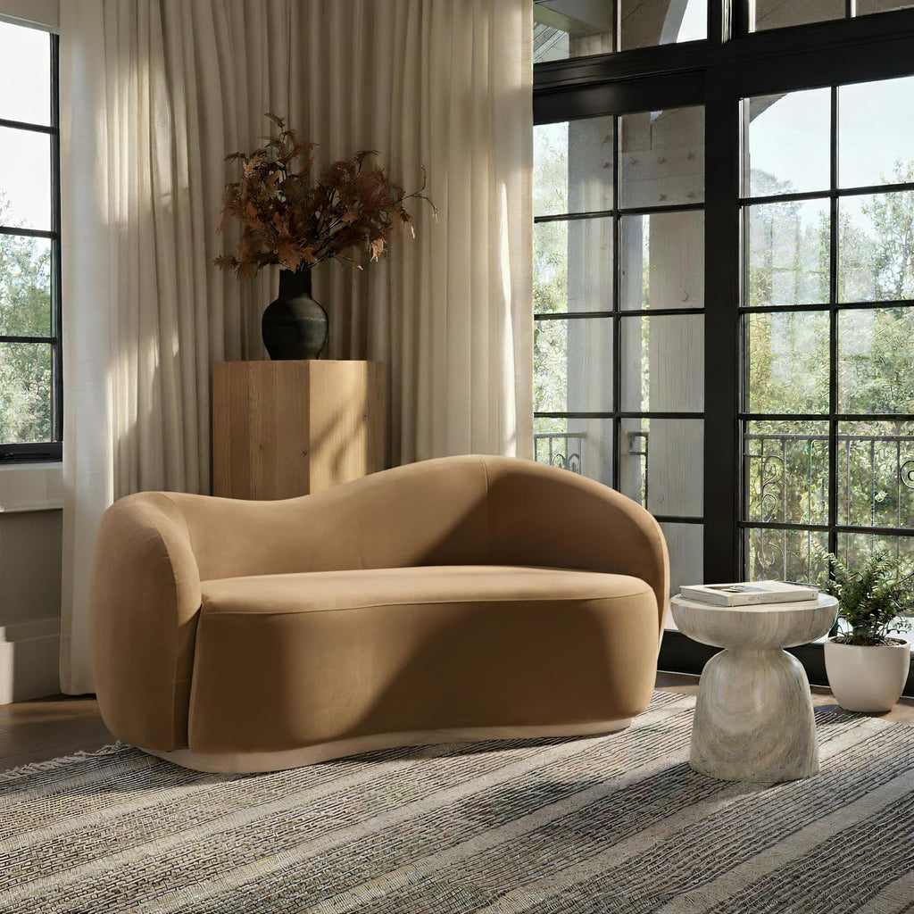 Meridian Gustavo Art Deco Velvet Loveseat