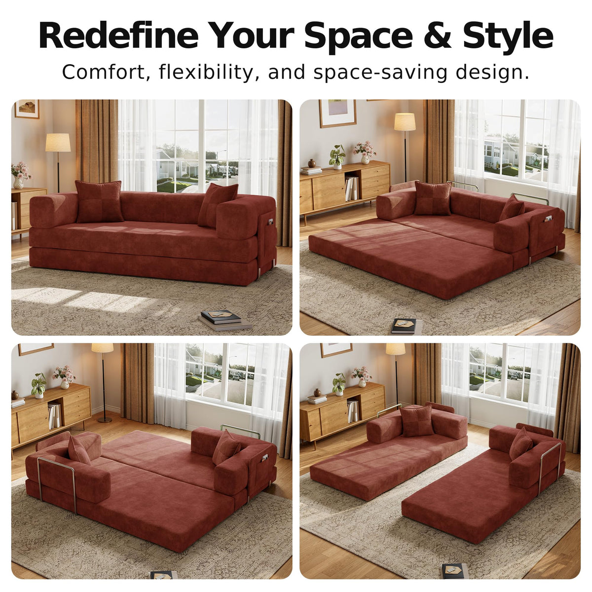 78.8'' Futon Sofa Bed, Boneless Couches for Living Room