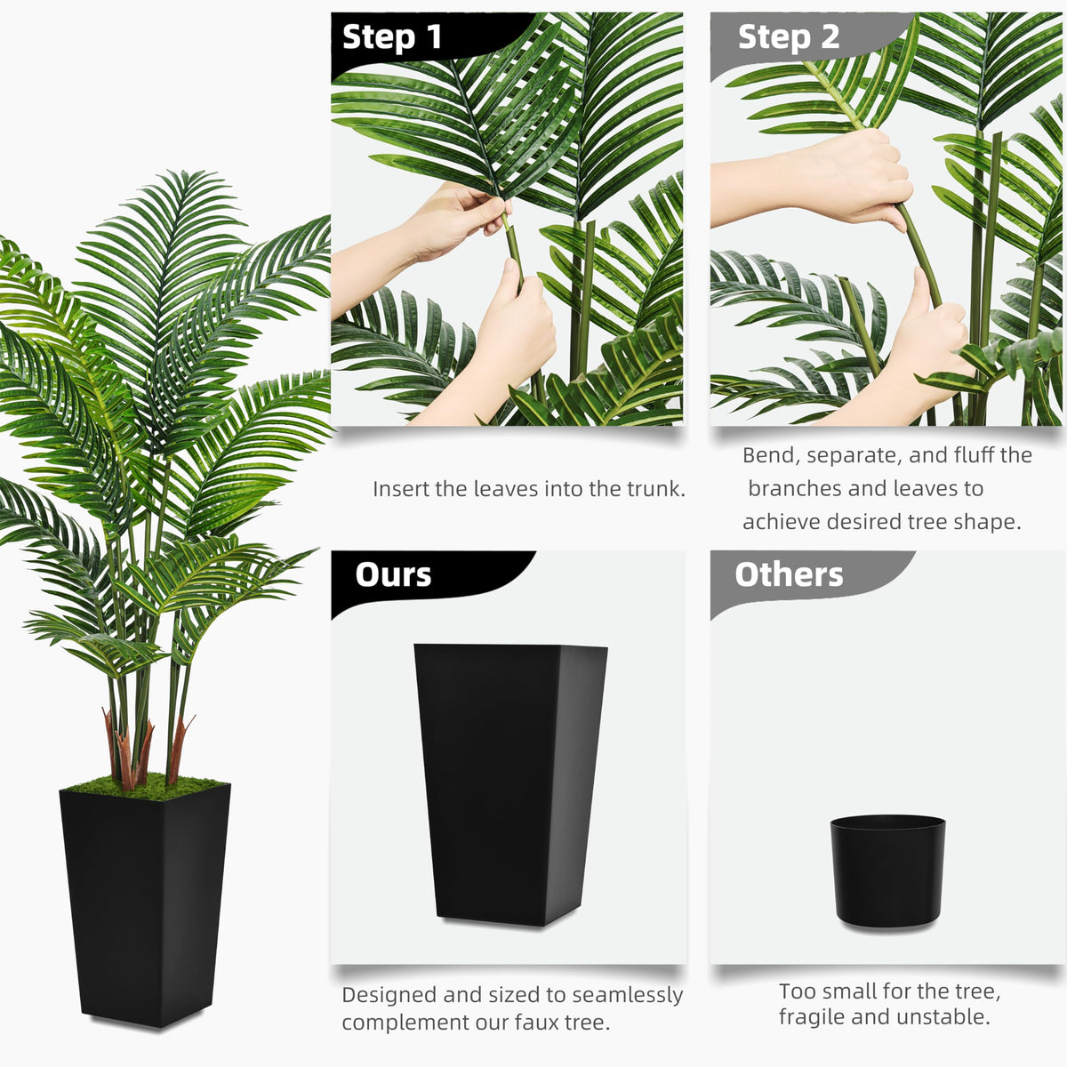 Faux Palm Tree with Tall Planter