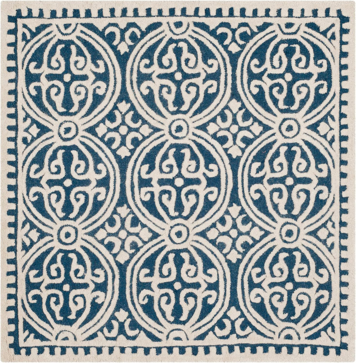 SAFAVIEH Cambridge Wool Area Rug 8'x10', Navy Blue & Ivory CAM123G
