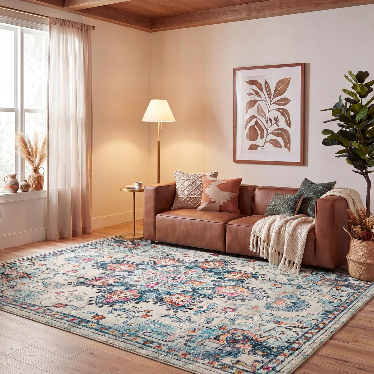 SAFAVIEH Madison Area Rug 8'x10', Traditional Ivory & Light Blue MAD473D