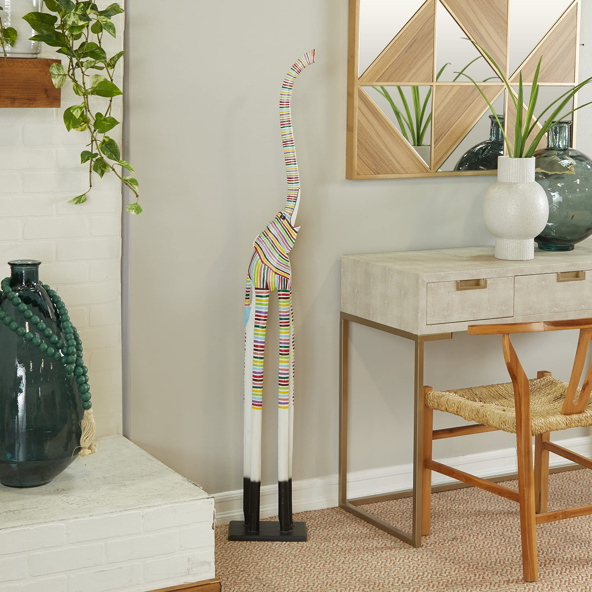 Deco 79 Wood Giraffe Sculpture, Sculpture 11" x 6" x 47", Brown