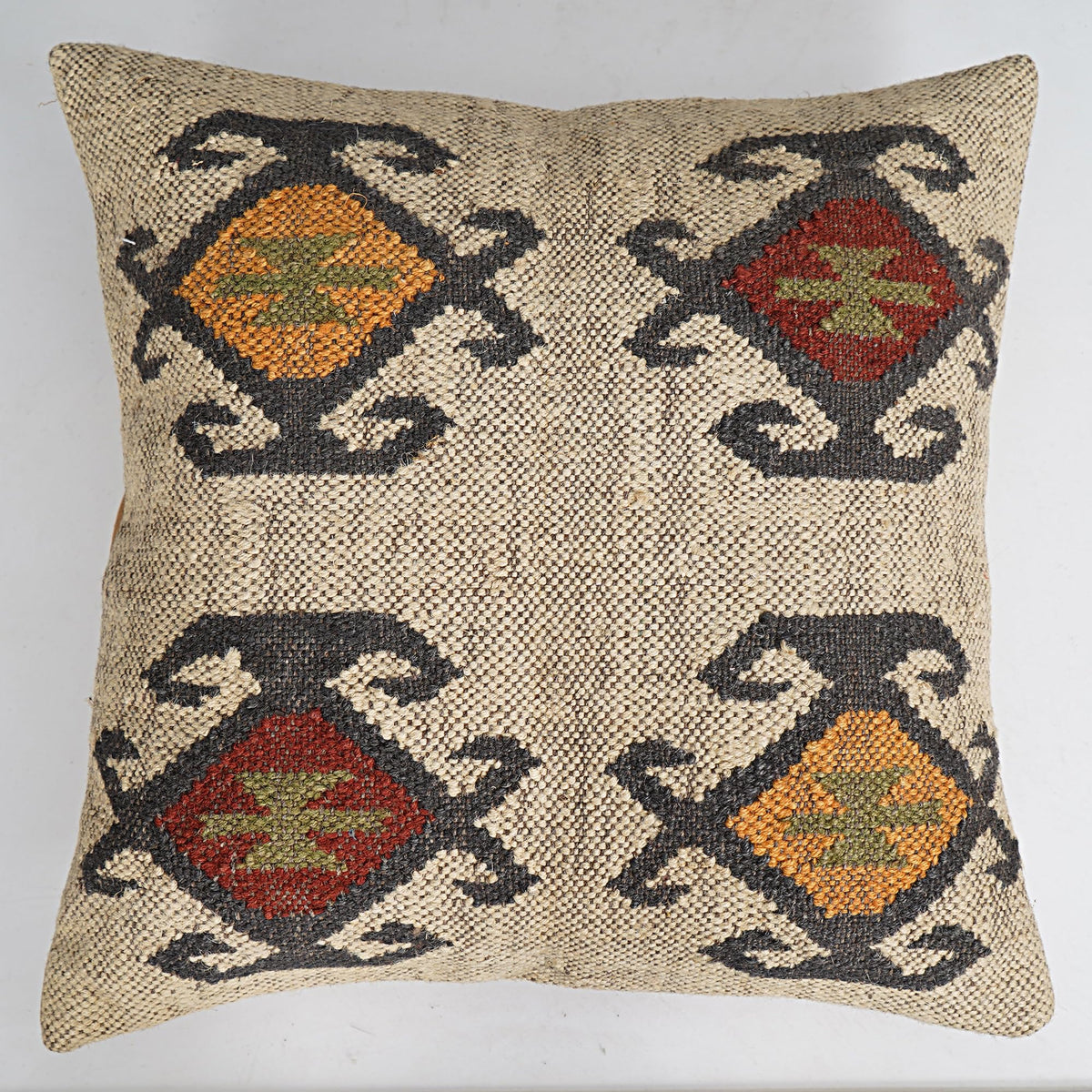 Indian Vintage Kilim Hand Loom Cushion Cover 18X18 Pillows Boho Ethnic Shams Jute