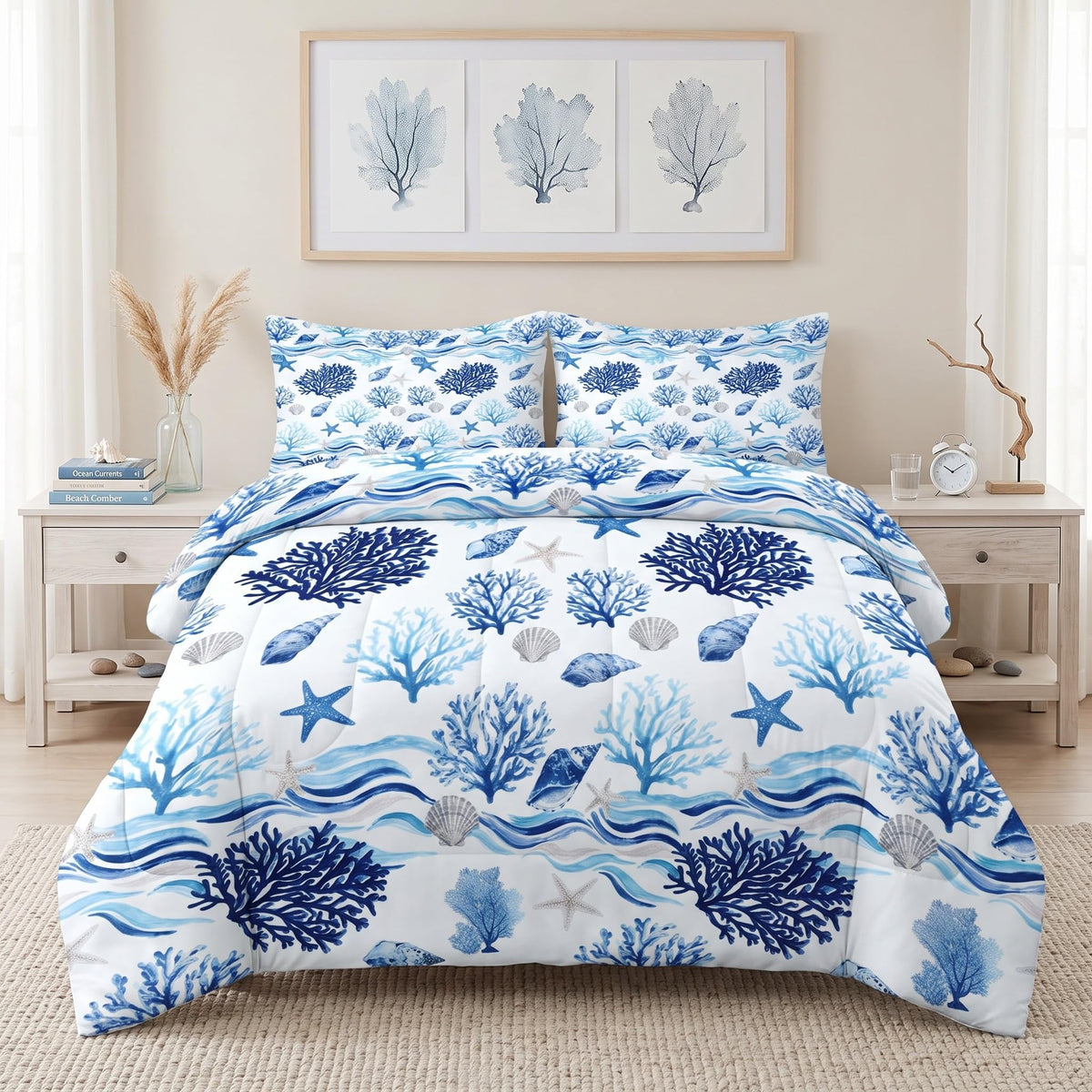 Pamnest Queen Comforter Set, 3 Pieces African Floral Bedding, All Season