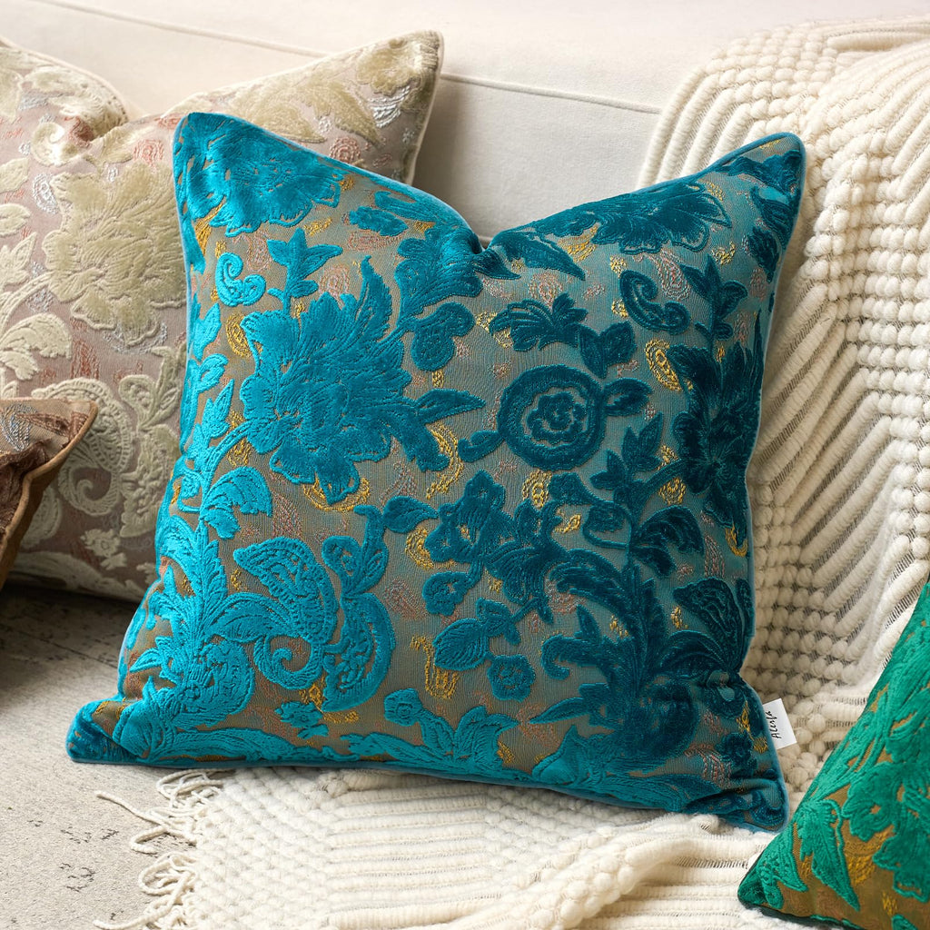 Vintage Floral Cut-Velvet Pillow Cover
