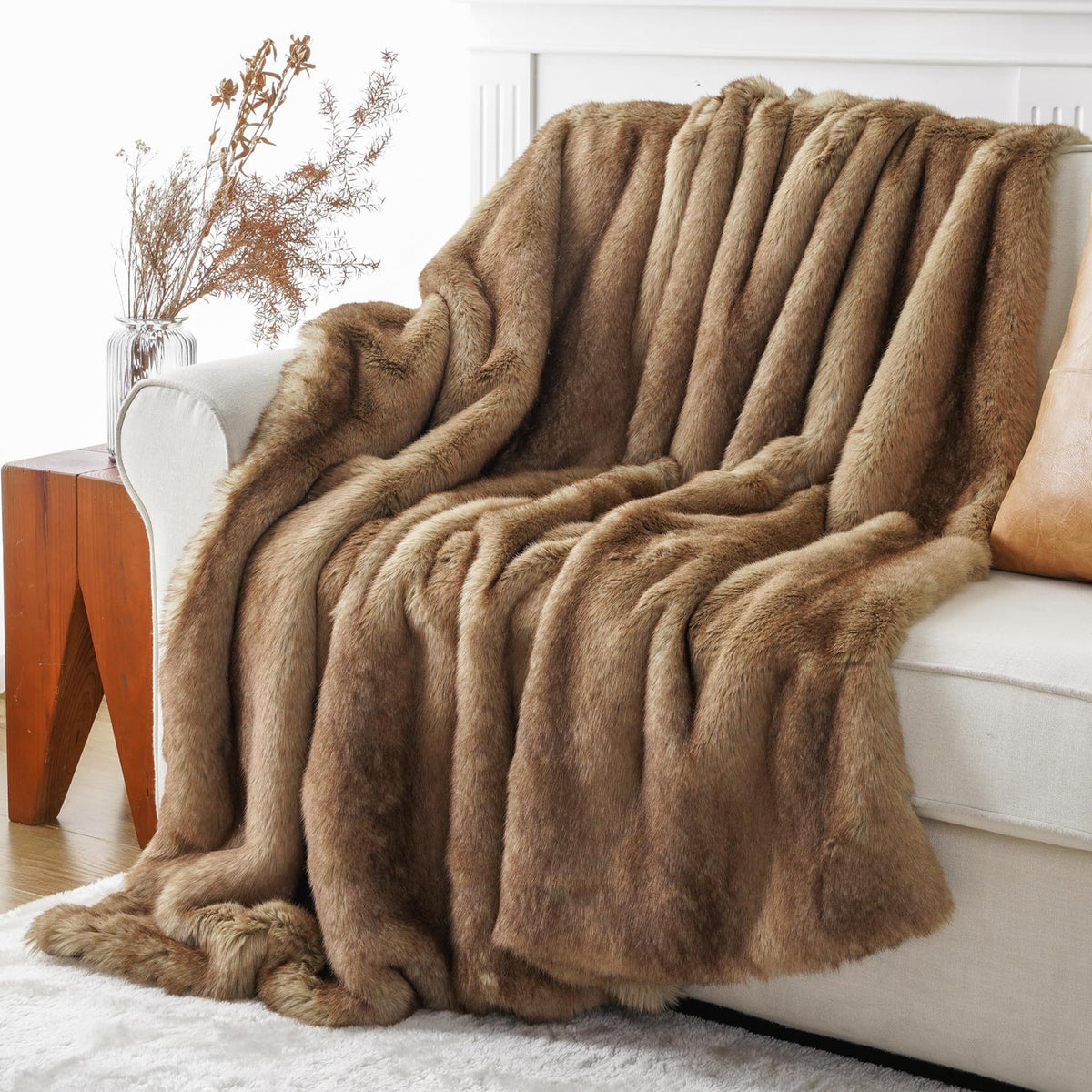 Shaggy Faux Fur Throw Blanket