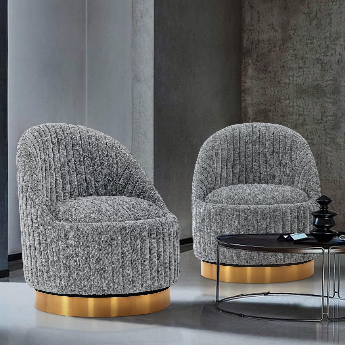Manhattan Comfort Leela Modern Swivel Accent Chair in Luxurious Boucle Upholstery