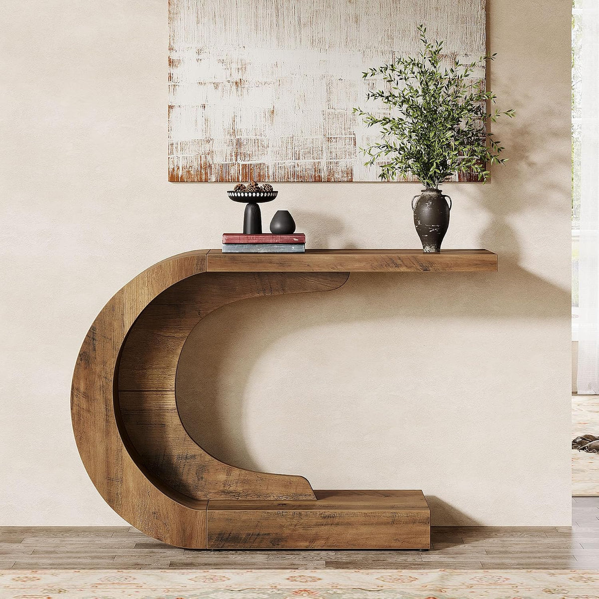 Mid-Century C-Shaped Console Table