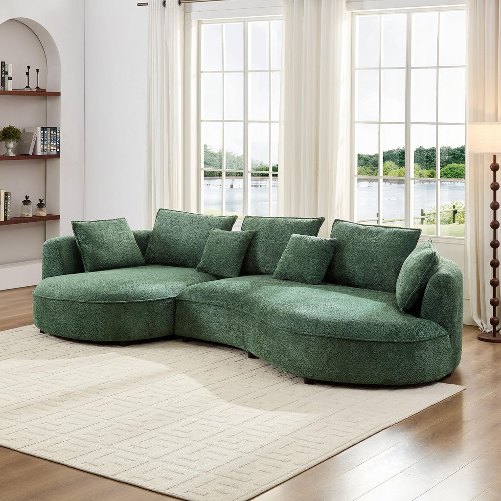 102.36" Curved Sectional Sofa, Gray Velvet 4-Seat Couch