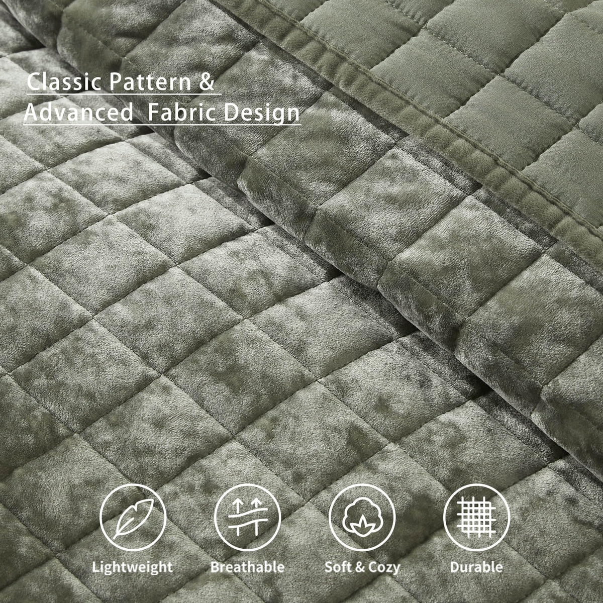 LEAONME Velvet Quilt King Size-98''x106''