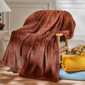 Leaf-Pattern Fleece Throw Blanket