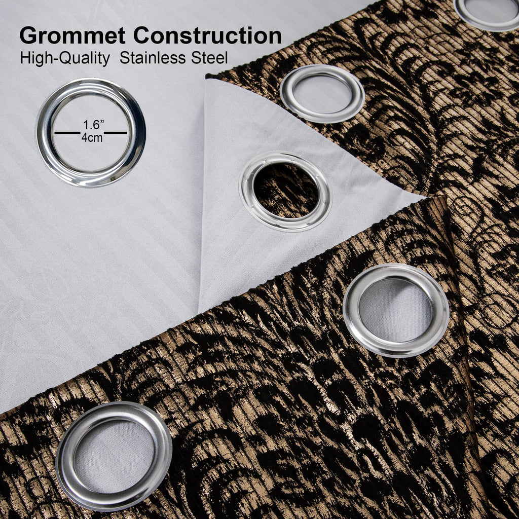 Damask Foil-Print Velvet Blackout Curtains