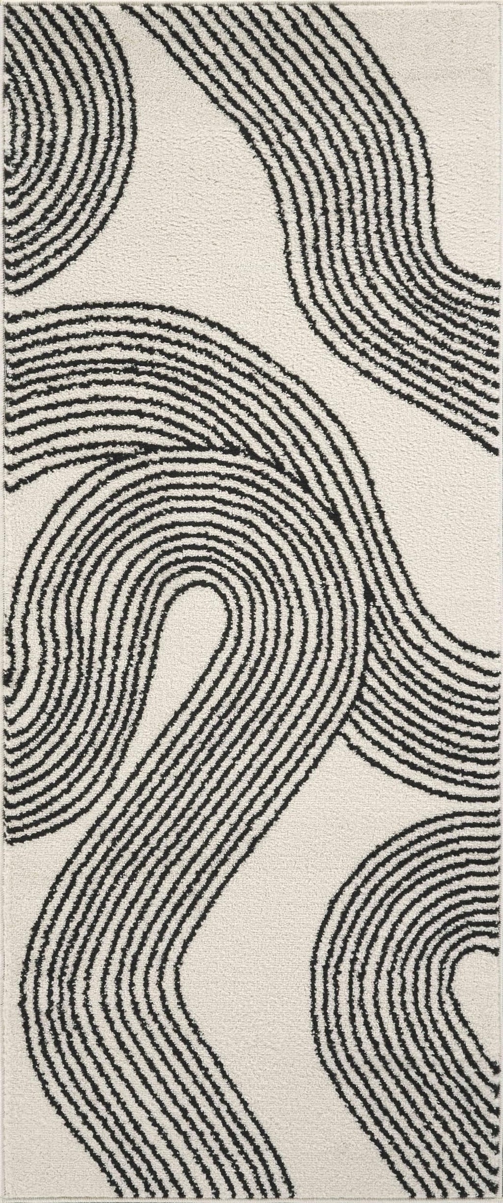 Abani Cream and Black Swirl Area Rug