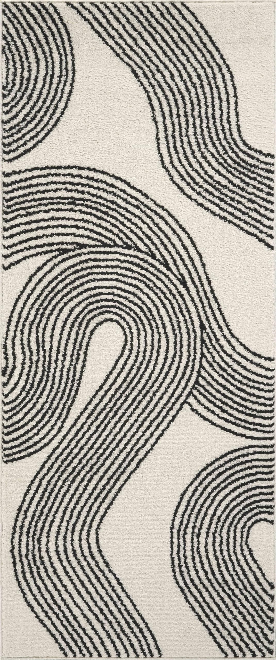 Abani Cream and Black Swirl Area Rug