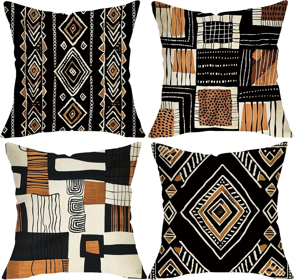 Mud Cloth Tribal Pillow Covers