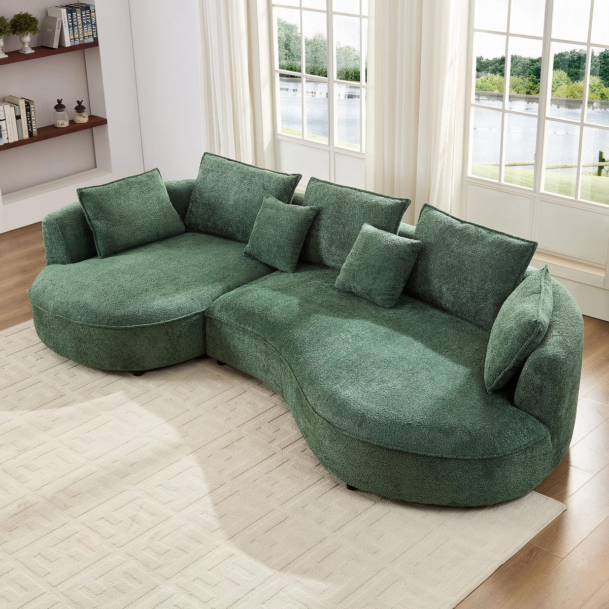 102.36" Curved Sectional Sofa, Gray Velvet 4-Seat Couch